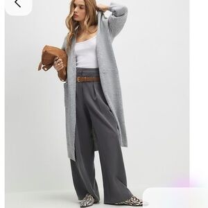Premise Long Gray Open Cardigan Sweater NWT M